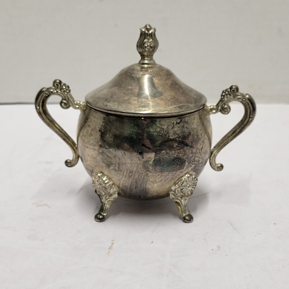 Vtg Silver Plated Footed Sugar Bowl/Lid
