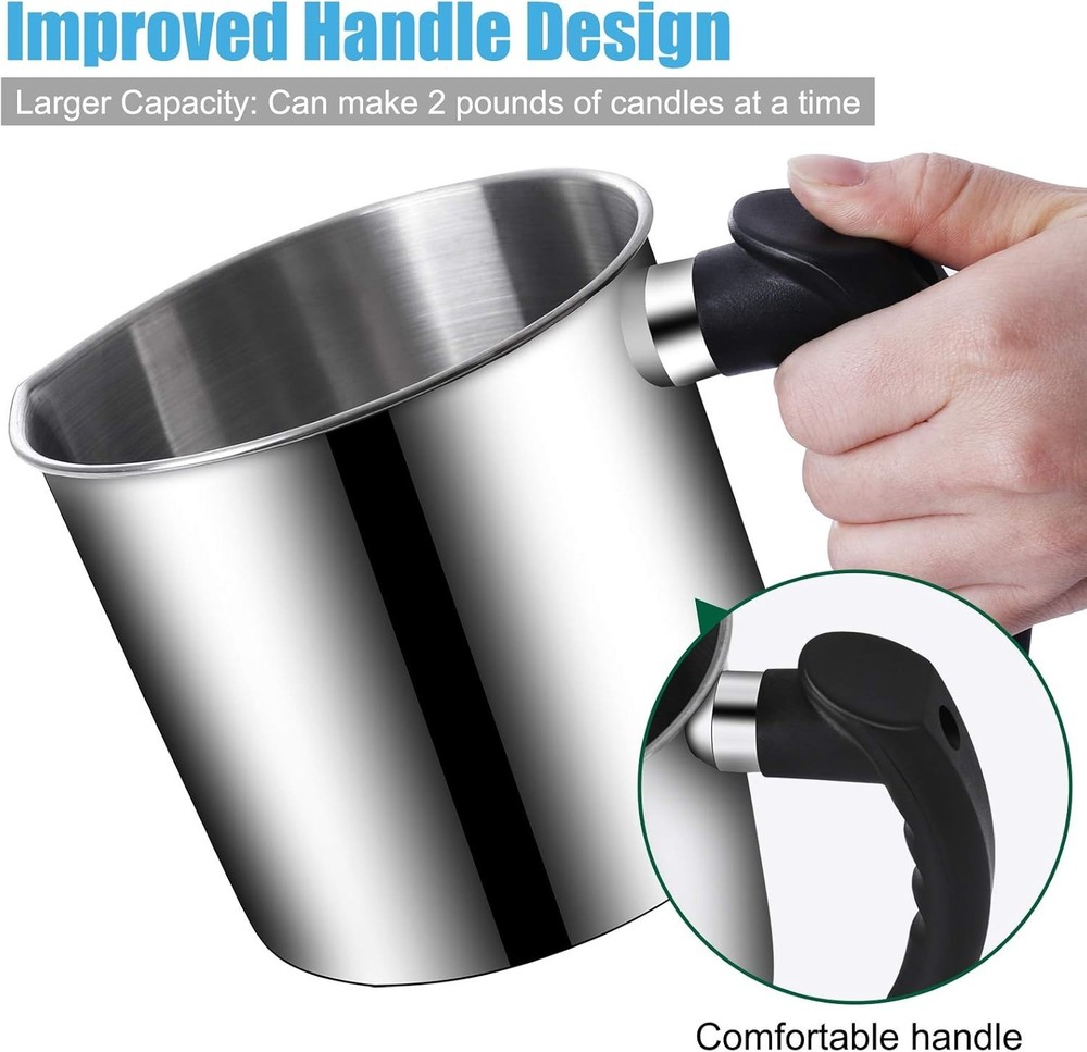 Large Capacity 44oz Candle Making Pot - Easy Dripless Pouring & Spoon Included