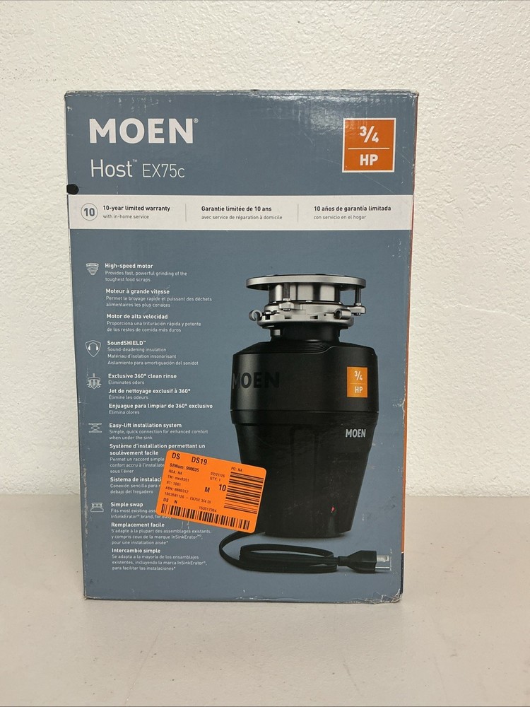 NEW MOEN Host Series 3/4-HP Continuous Feed Space Saving Garbage Disposal