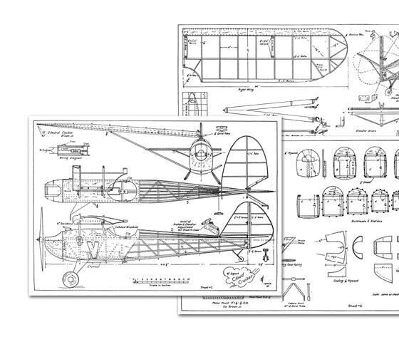 Cloud Cruiser FF Gas 72" WS RC Model Airplane Plans Templates PDF on USB