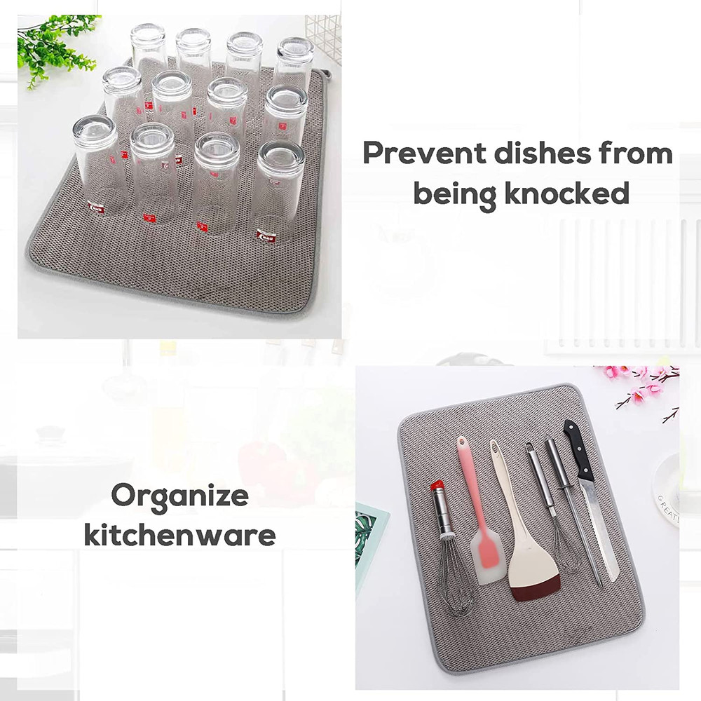 2 Pack Microfiber Dish Drying Mat,Absorbent Dish Drainer Kitchen Counter,Super A
