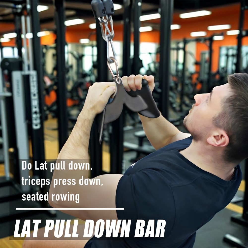 Fitness Rowing Pulley Cable Machine Attachment Handle Grips Lat Pull Down Bar