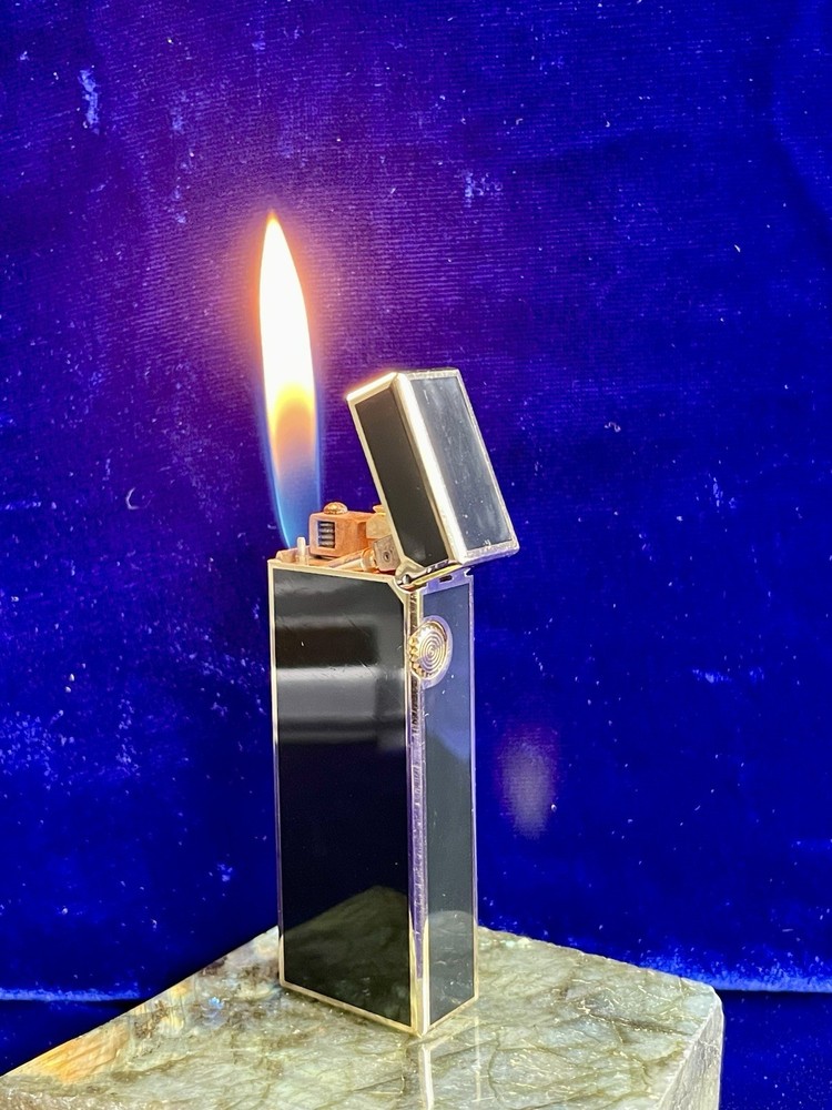 Dunhill Lighter Vintage Black Lacquer Rollagas Mint Condition Work 1 Year Warran