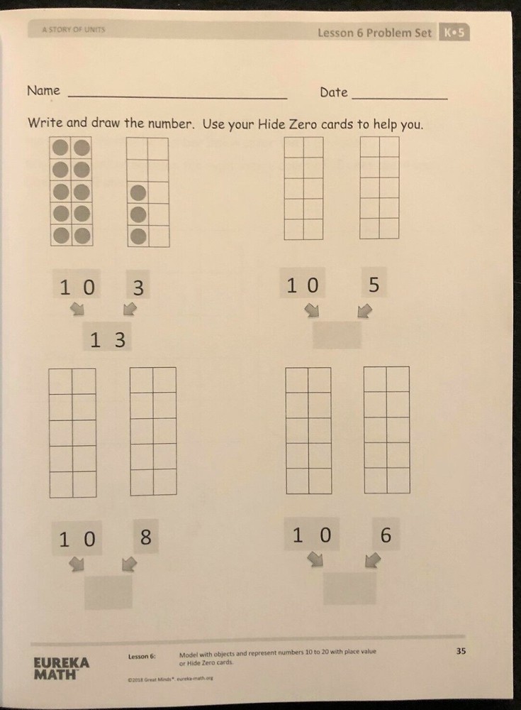 Kindergarten - EUREKA MATH - MODULE 5 & 6 (Student Workbook) (2018, Great Minds)