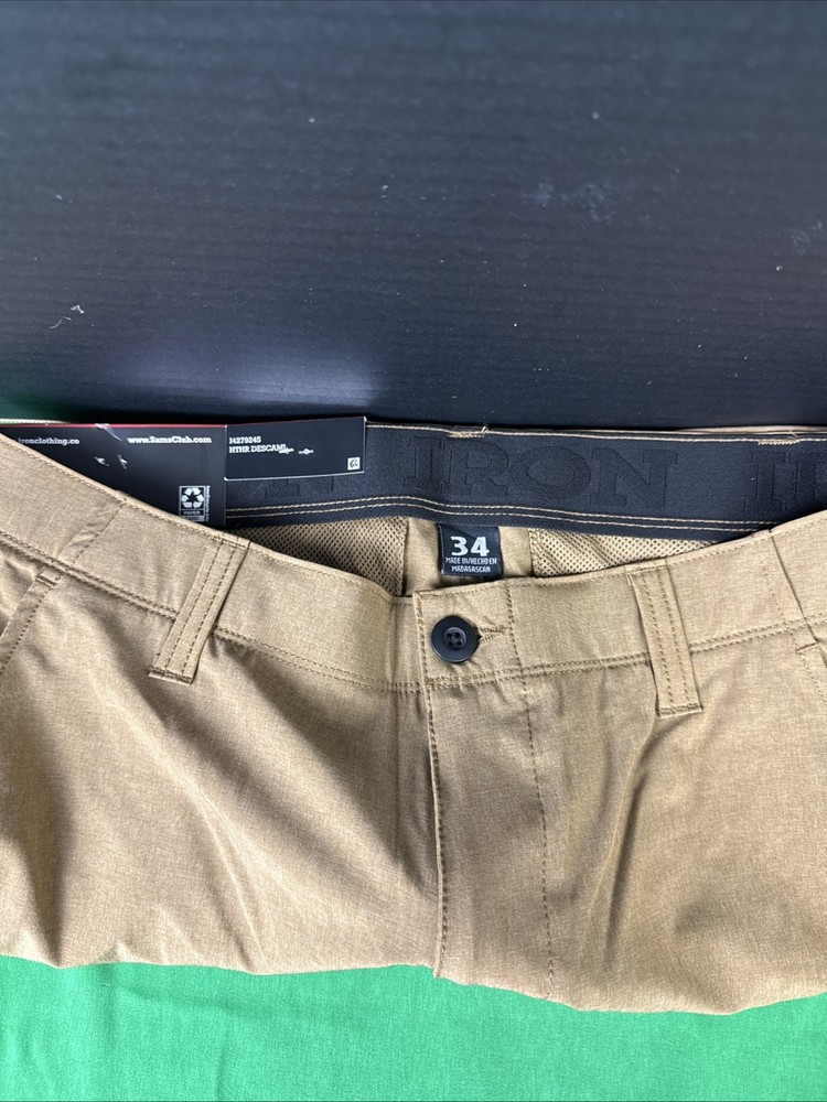 Iron Co Men's Stretch Tech Short Size 34 Camel