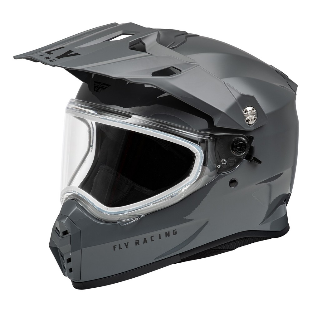 FLY Racing Trekker Cold Weather Snow Solid Helmet w/ Dual Shield - Grey