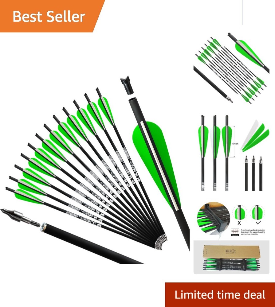 Carbon Crossbow Bolts 12 Pack - Enhanced Consistency & Protective Packaging