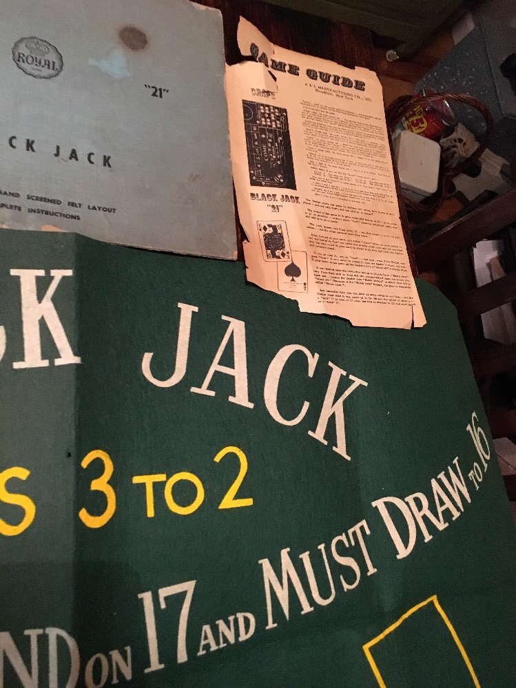 Vintage Royal "21" Style Blackjack and Craps Table Felt