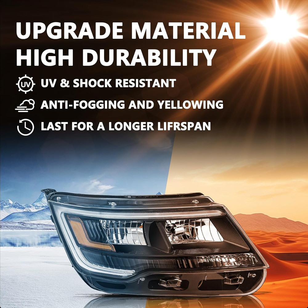 OE Style Black Housing Headlight Assembly with LED DRL Compatible with 2016-2019