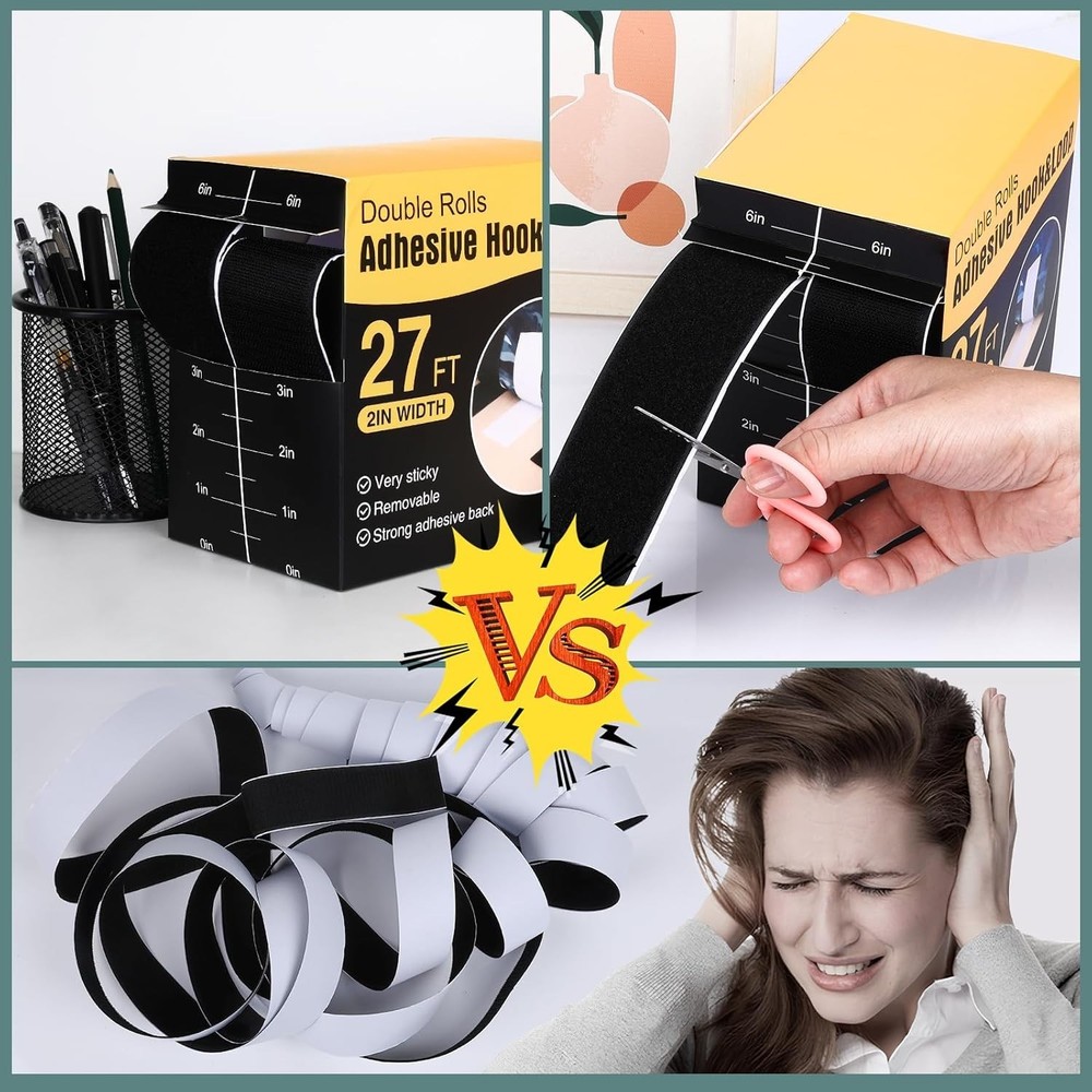 Versatile 27Ft X 2 Inch Hook and Loop Strips - Perfect for Home, Office & Crafts