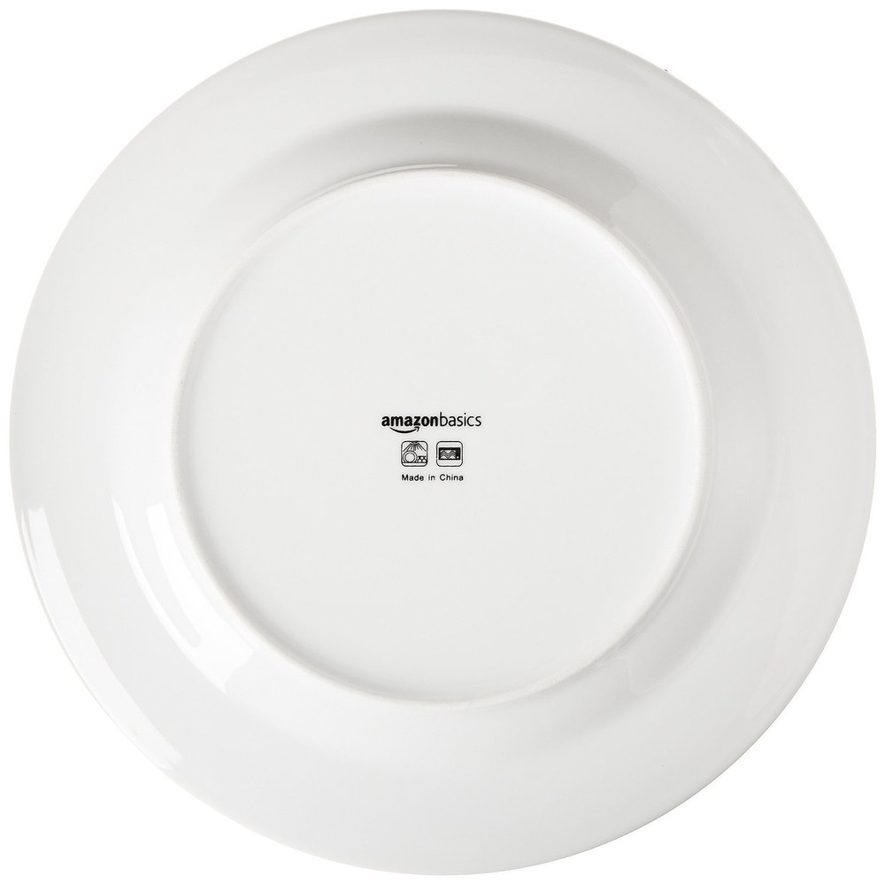 Amazon Basics Porcelain Dinnerware Set, Microwave and Dishwasher Safe, Servic...