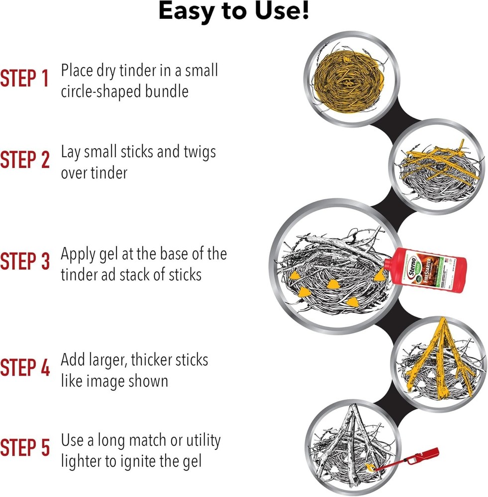 Fire Starter Gel Instant Flame Ethanol for Fireplace Camp Fire Outdoor 3 Pack