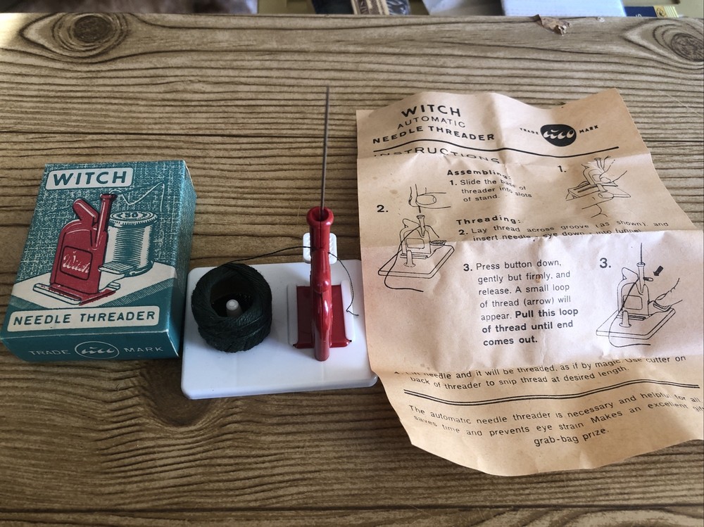 2 pcs Vintage Witch T Automatic Needle Threader w/ lnstructions English