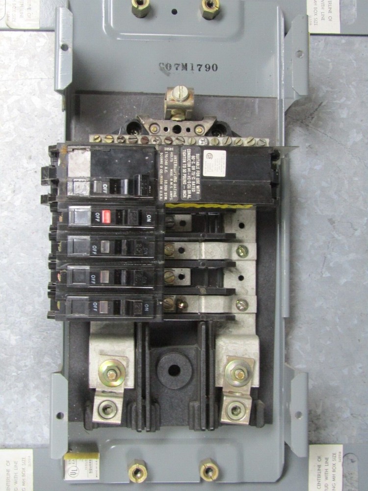 😏 SQUARE D 100 AMP MAIN BREAKER PANELBOARD 240 VAC 1 PHASE NQOB-123