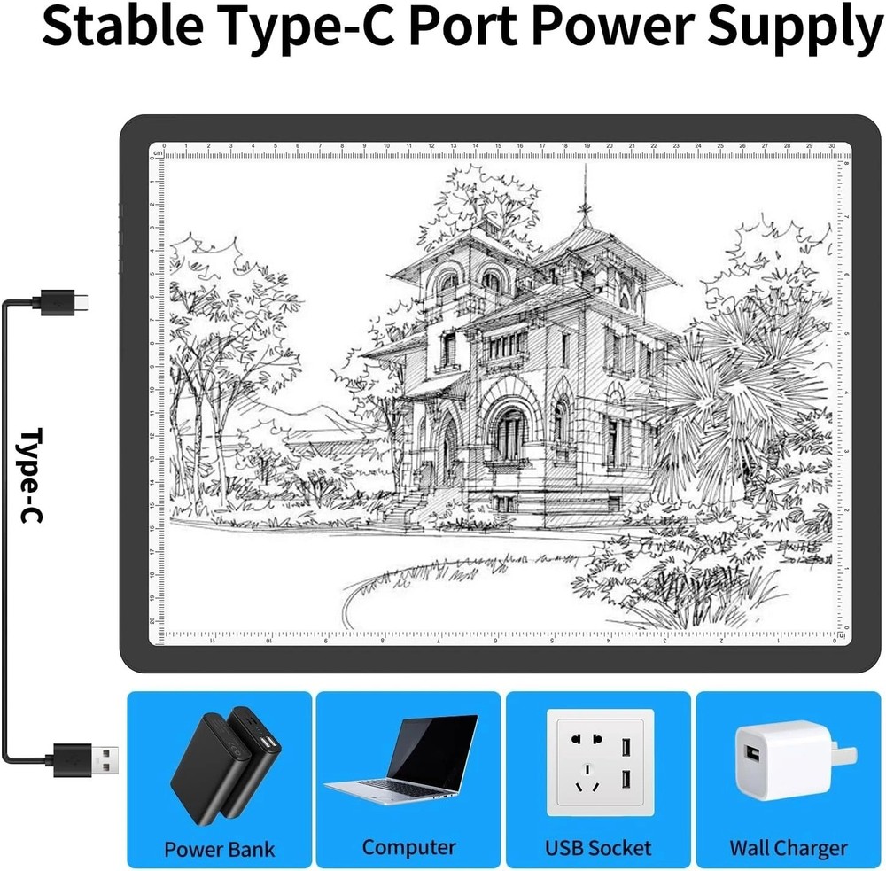 A4 Light Box for Tracing and Drawing, Ultra-Thin Copy Board with Adjustable Brig