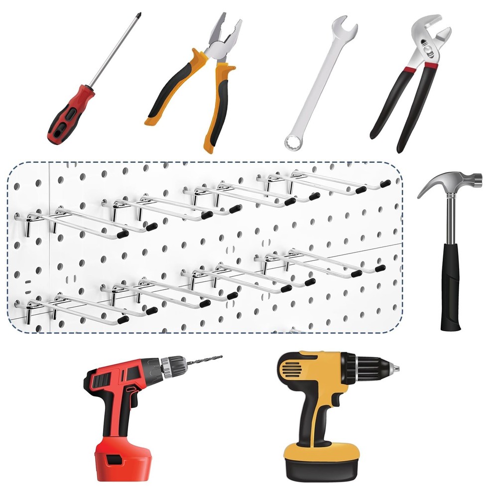 16 Pcs Peg Hooks for Pegboard, 4 Inch Pegboard Hooks, Pegboard Double Hooks F...