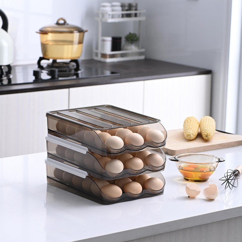 Acrylic Kitchen/Fridge Gravity Egg Dispenser Tray - Holds 18 Eggs - Stackable
