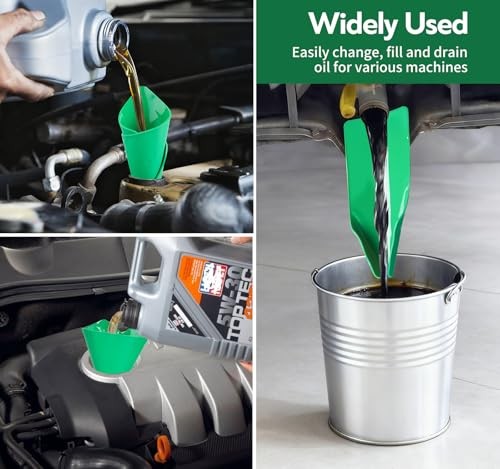 3PCS Reusable Flexible Oil Drain Funnel Form a Foldable Flex Funnel for Car