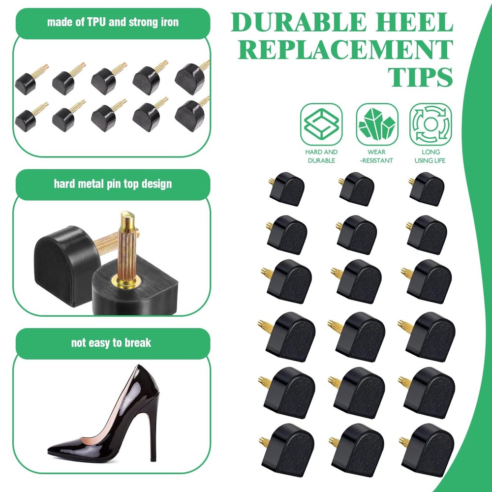 Yauhar 75Pcs High Heel Replacement Tips Assortment Set with Repair Tools, 8mm...