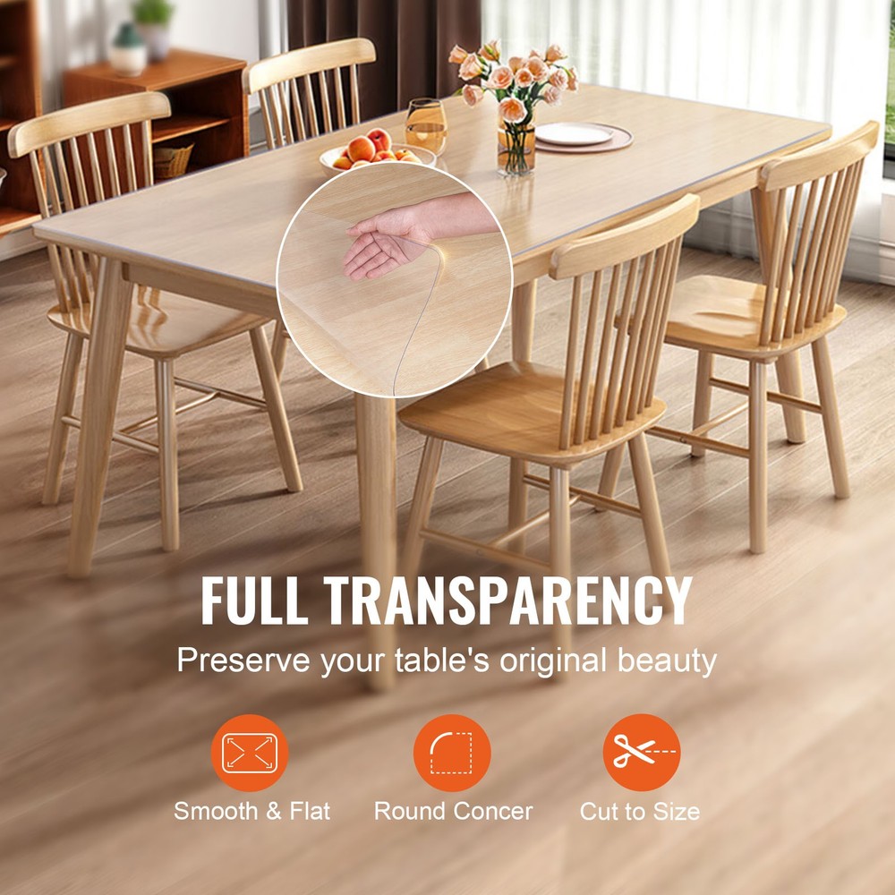 VEVOR PVC Table Protector 36 x 72 Inch Clear Plastic Desk Protector 1.5 mm Thick