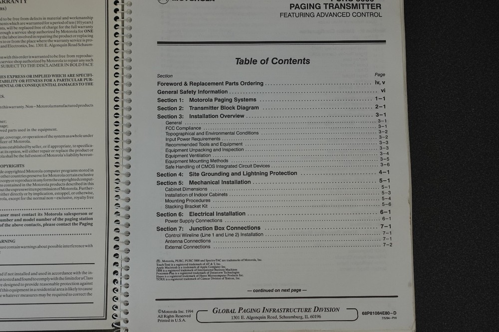PURC 5000 Paging Transmitter Installation Manual