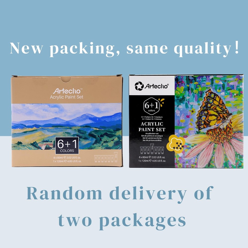 Artecho Acrylic Paint Set, 7 Primary 1 Count (Pack of 1), 7 Basic Colors