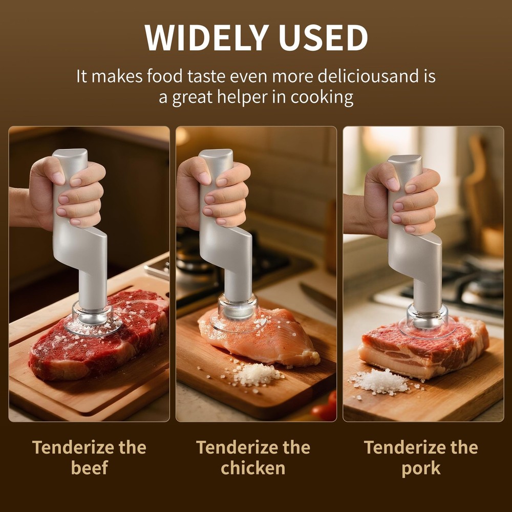 Meat Tenderizer Tool, Adjustable 3 Speed Cordless Meat Mallet, Powerful Motor...