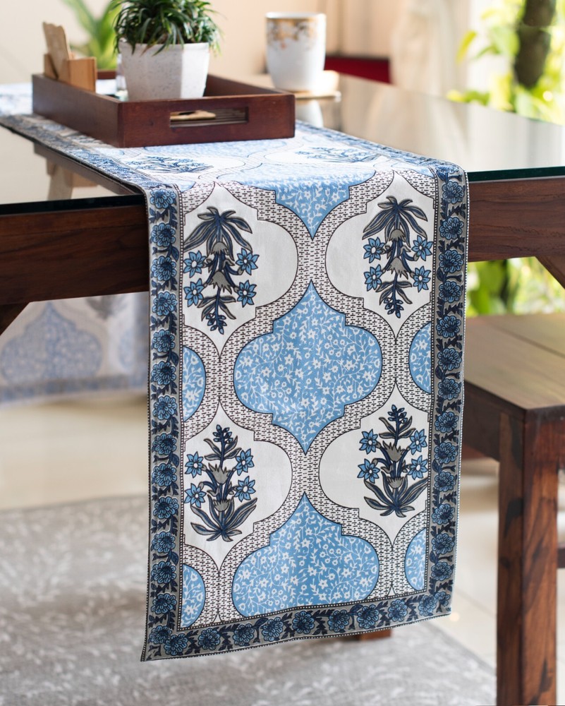 Table Runner with Floral Print - Handmade Authentic Indian Rajasthani Tableware
