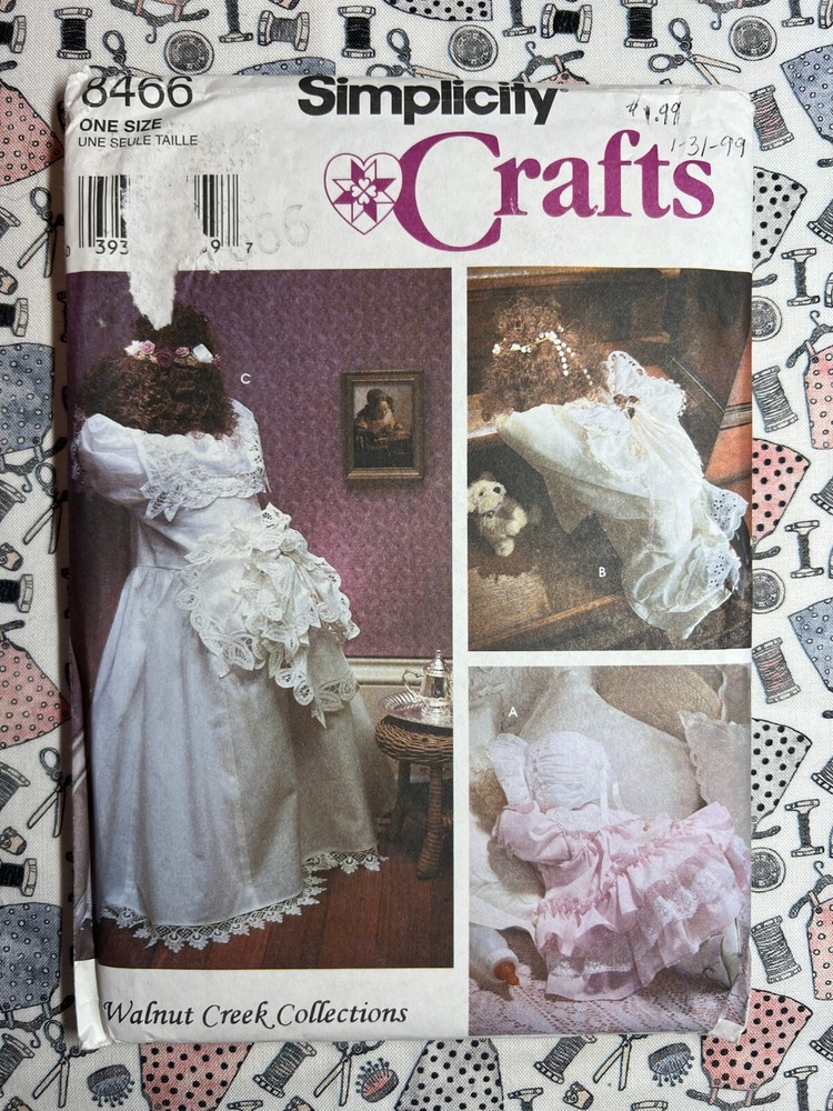 Simplicity Crafts Sewing Pattern 8466 18" 24" 29" Dolls and Clothes FF UNCUT