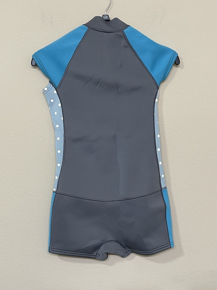 Xcel Kids Gray & Blue Short Sleeve Front Zip 2mm Wetsuit Size 14