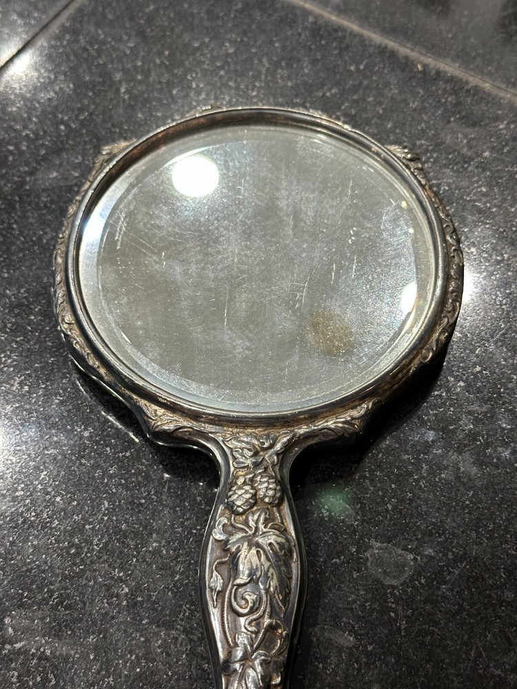 Antique Hand Mirror Vanity Acorn Pinecone