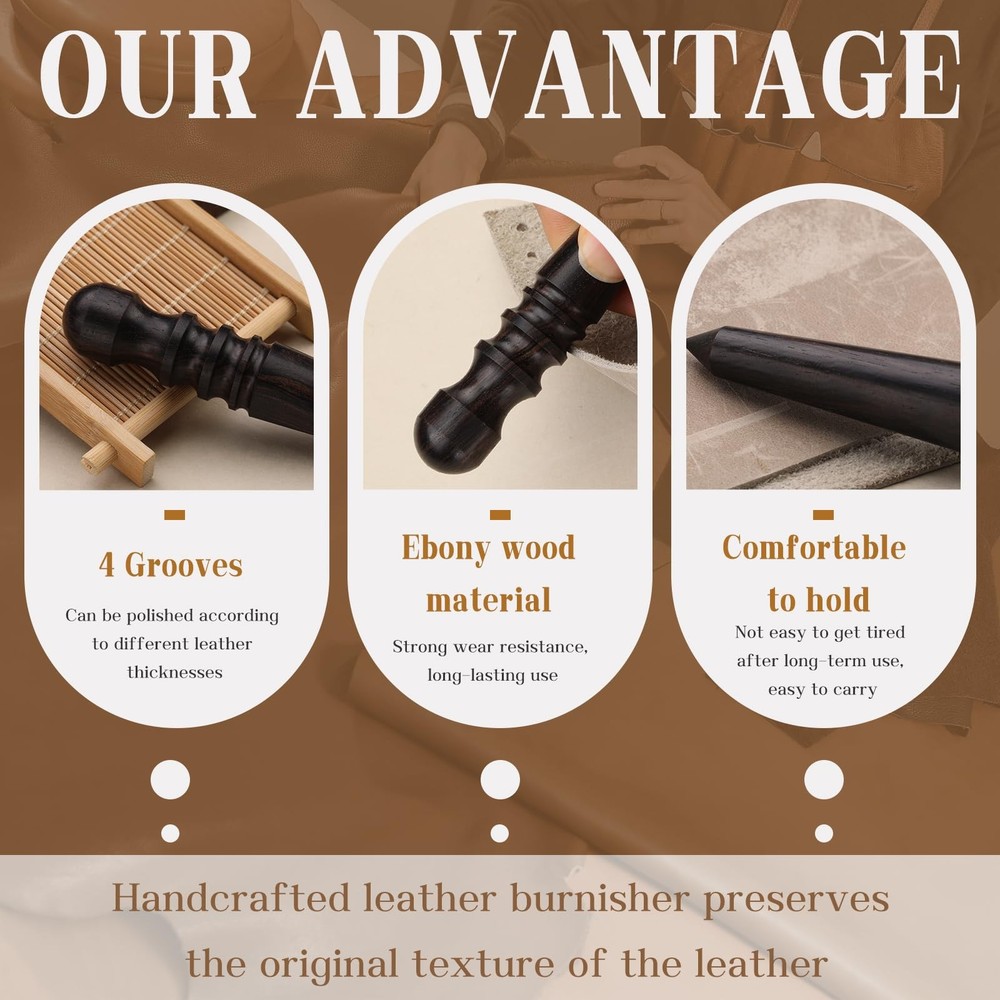 Leather Groover, Edge Burnisher, 7 in 1 Portable Adjustable...
