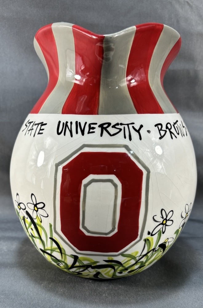 The OHIO STATE University CERAMIC PITCHER OSU Buckeyes Hand Painted ~Very Nice!