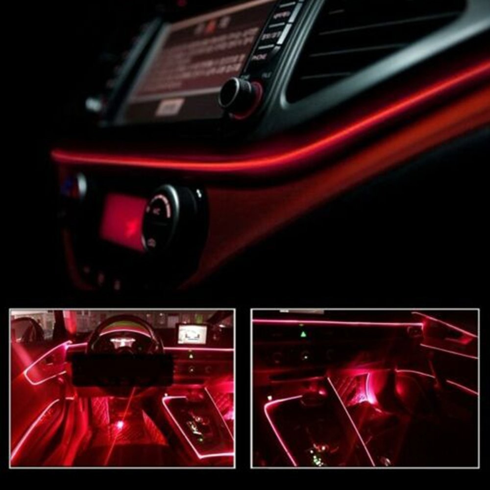 Red 2M DC12V LED Car Auto Interior Decorative Atmosphere Wire Strip Light Lamp
