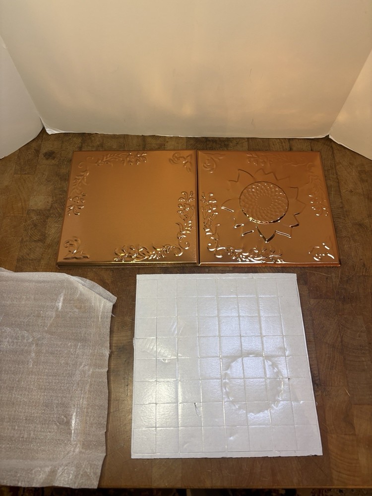 Backsplash Tiles Metallic Copper Embossed Sunflower 6”x6” - 16 Count READ!