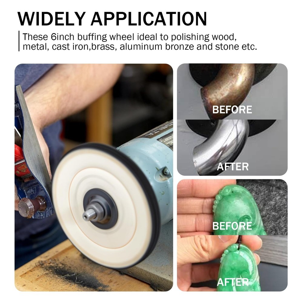 Buffing Wheels for Bench Grinder - 6 Inch Extra Thick Buffing Wheel Fine Cotton
