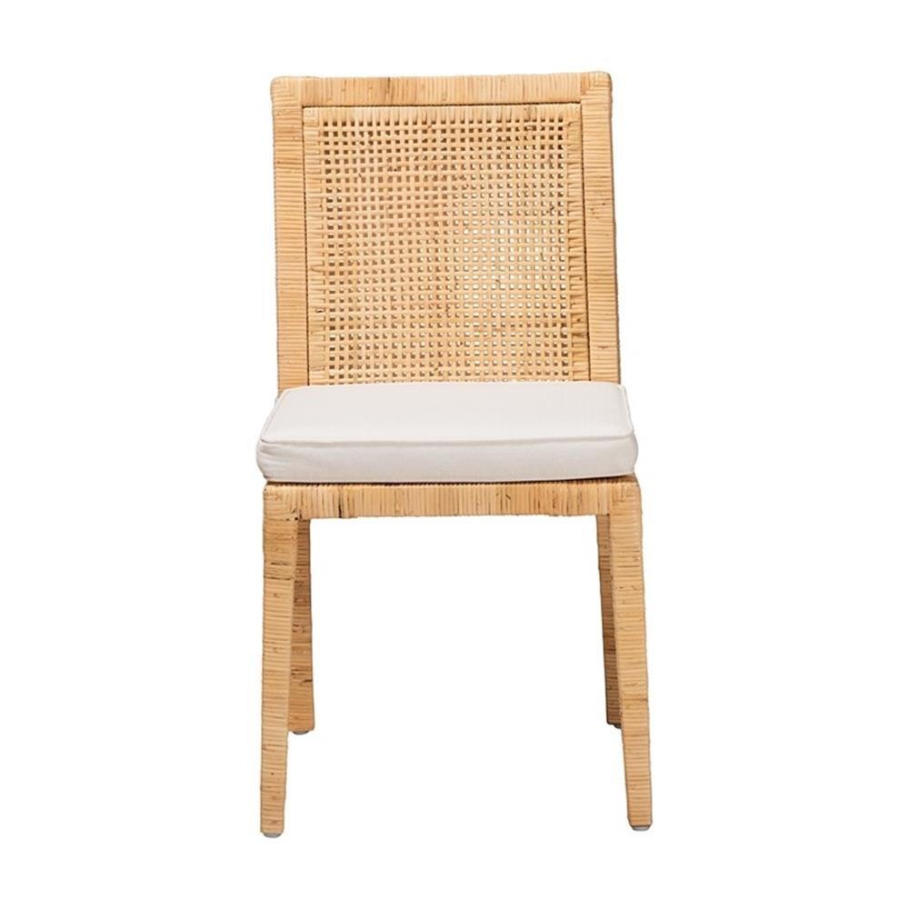 Baxton Studio Sofia Walnut Finished Wood and Rattan Dining Chair