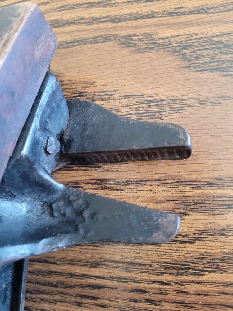 Antique Cast Iron Nut Cracker Hand Vise Primitive Tool Mounted on Wood Board