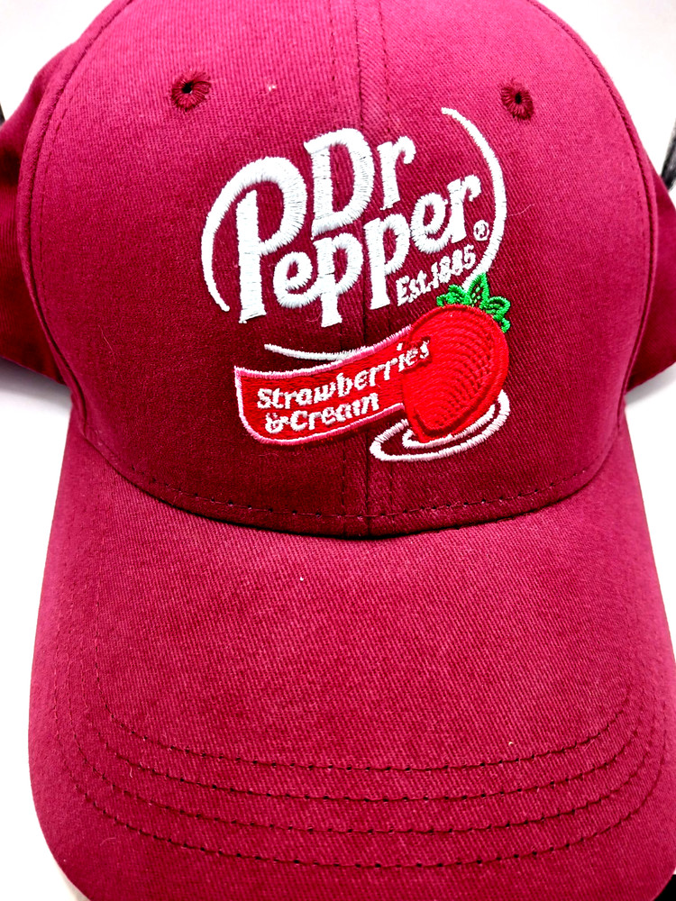 Dr Pepper Strawberries + Cream Red + White Hat-Cap Adjustable