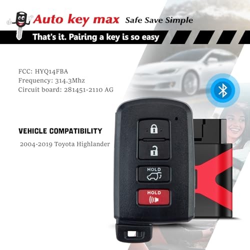 Programmable Keyfob, Replacement Car Keys Fob and 4 Btn (SUV) Programmer Kit