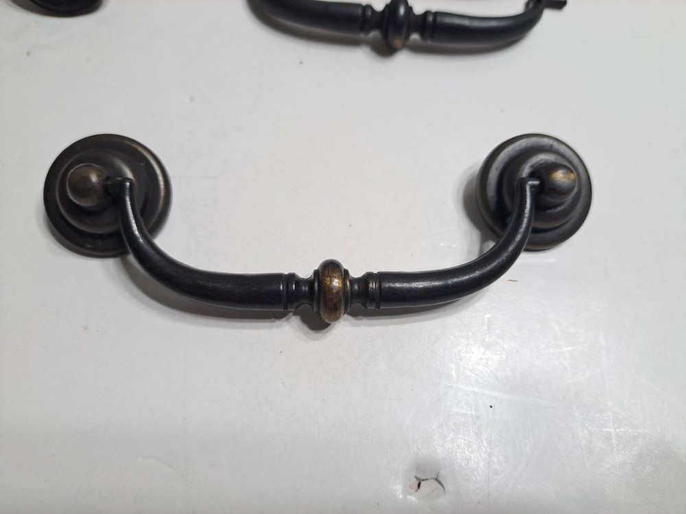 Vintage Set Of 3 Drop Bail Drawer Pulls Black