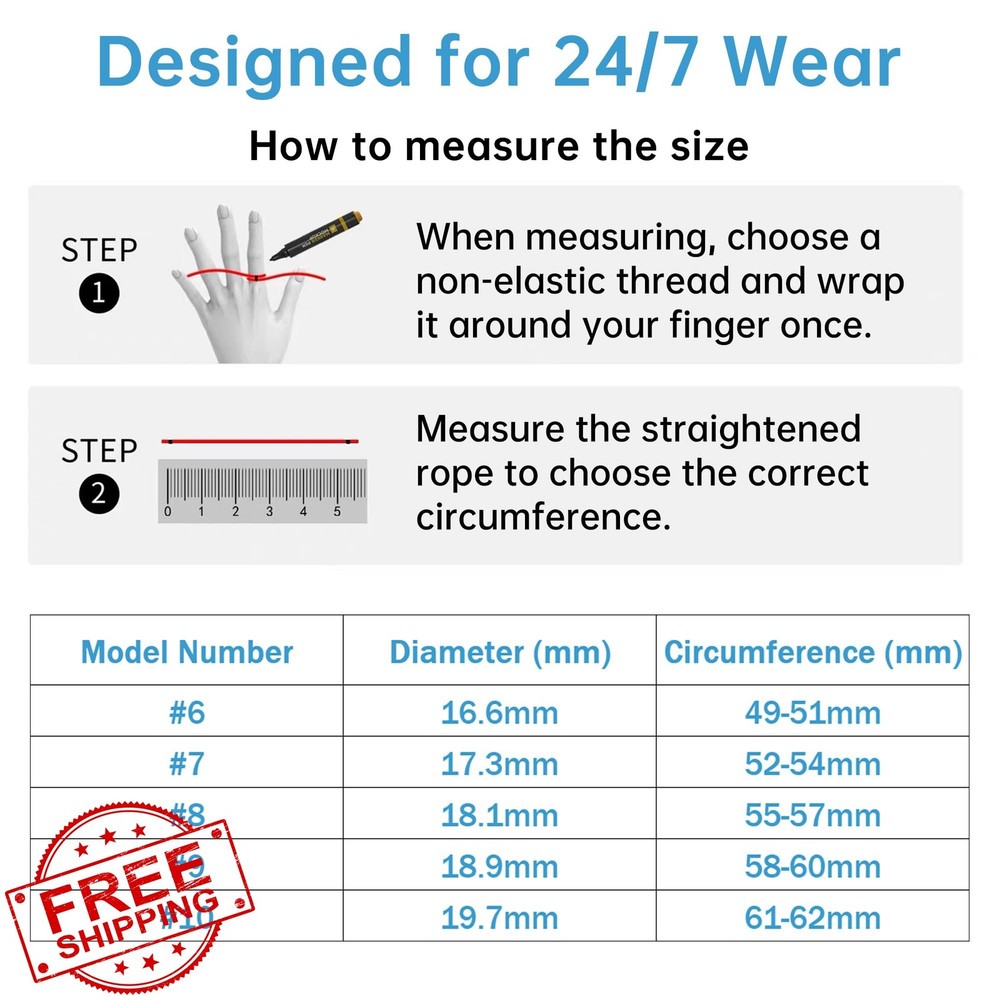 Smart Ring Rose Gold Health Tracker Sleep O2 HRV Steps iOS Android Size 12
