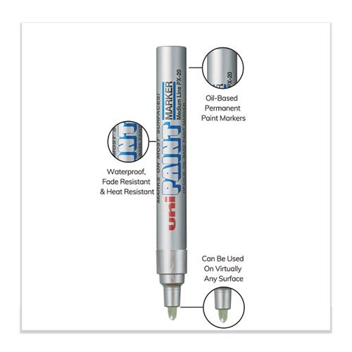 uni-Paint Permanent Marker, Medium Bullet Tip, Metallic Silver