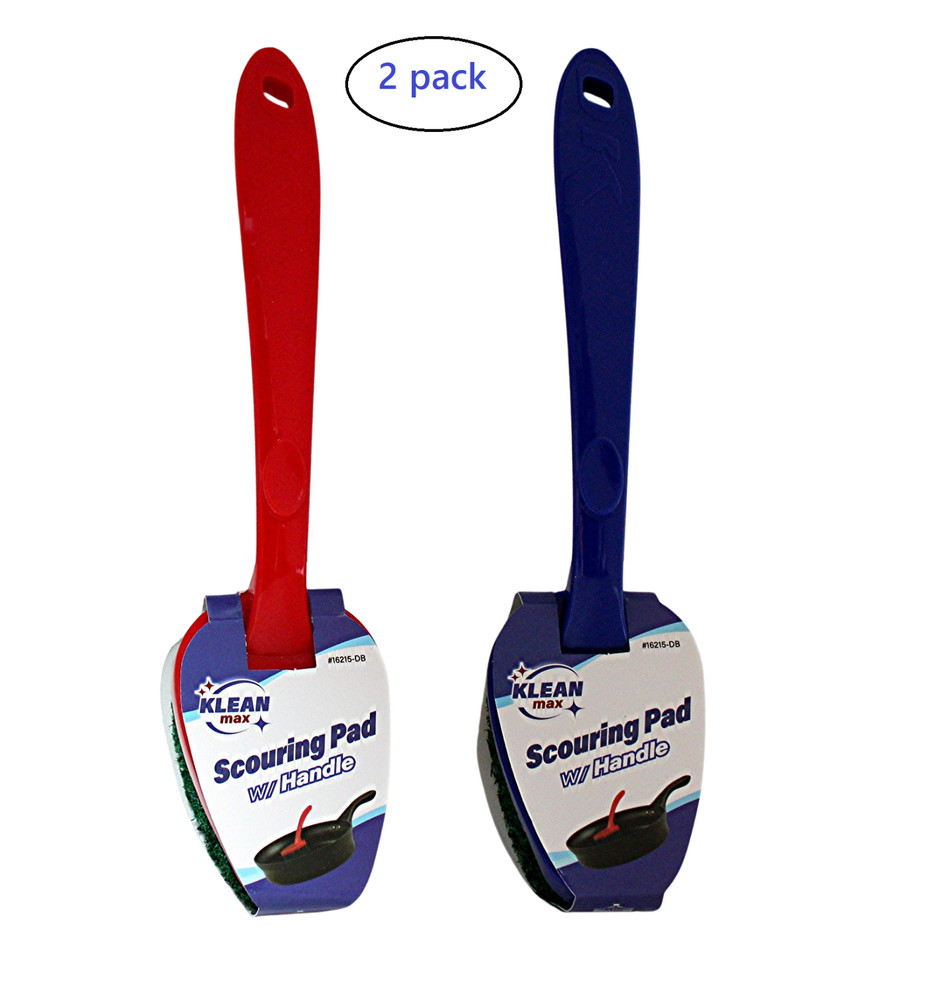 2-Pack Scouring Pad with Handle, Non-Scratch Scrubber for Kitchen & Bathroom NEW
