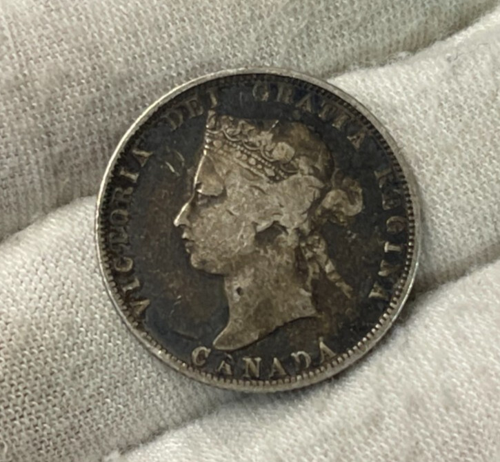 1874 H Canada 25 Cents Silver Coin