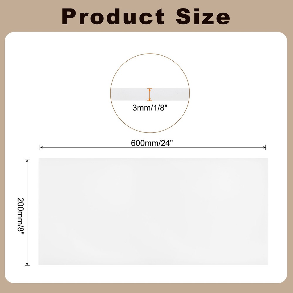 HDPE Plastic Sheet 1/8" Thick, 8" x 24" Polyethylene Plastic Blocks, White