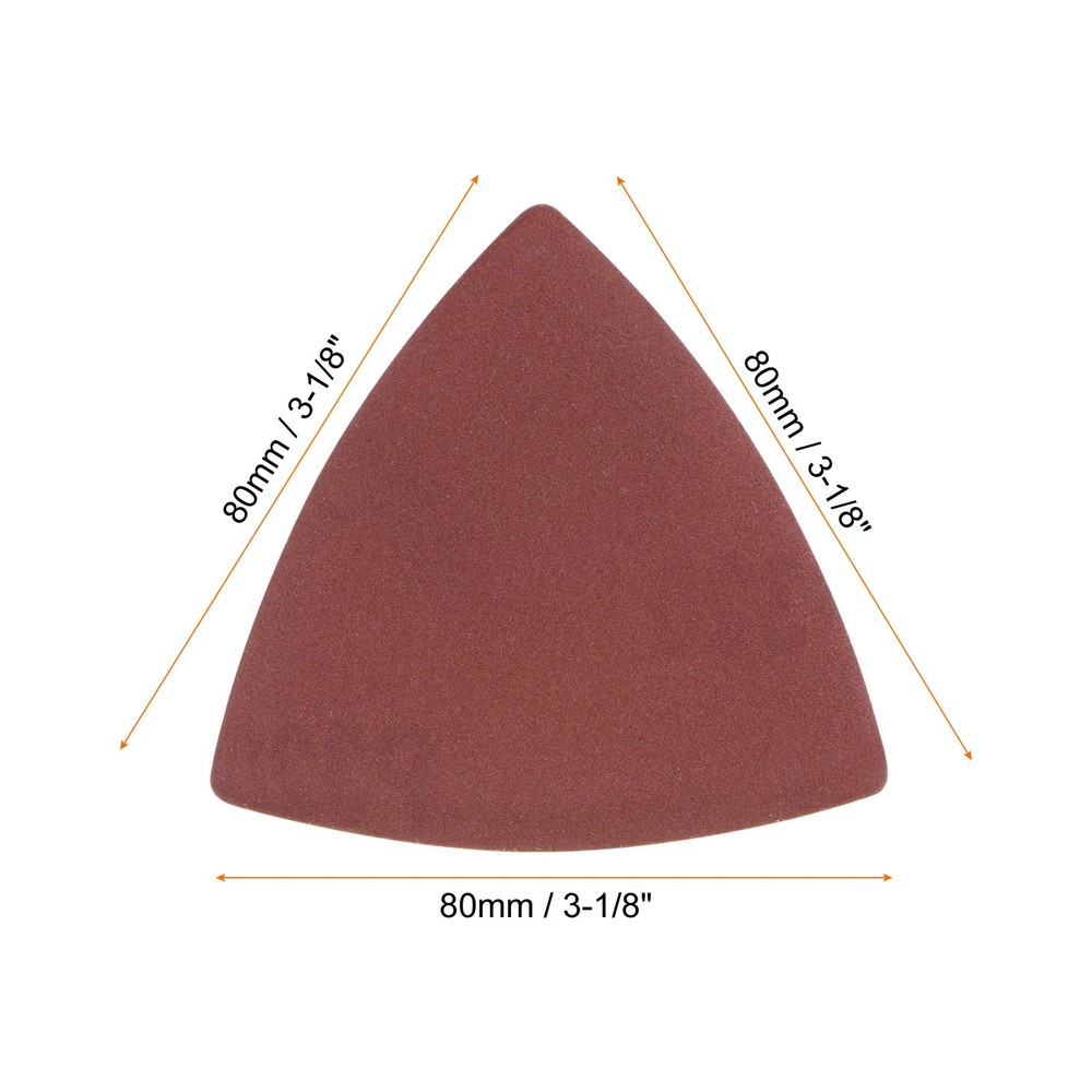 60pcs 320 Grits 80mm Aluminum Oxide Triangular Hook & Loop Sandpapers Pads