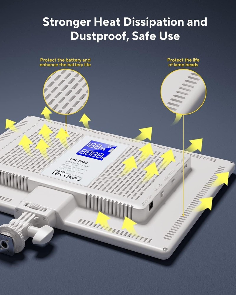 Pro LED Video Light 8000mAh, 2500-6500K Dimmable Soft Panel for Vlogs