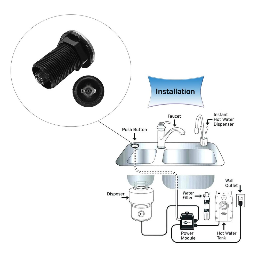 Sink Top Push Button with Air Hose Replacement, Air Switch Button for Garbage...