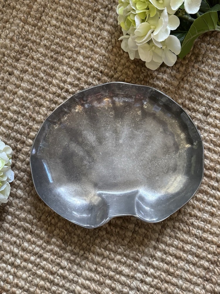 Vintage Shell Scallop Silver Toned Serving Dish 04